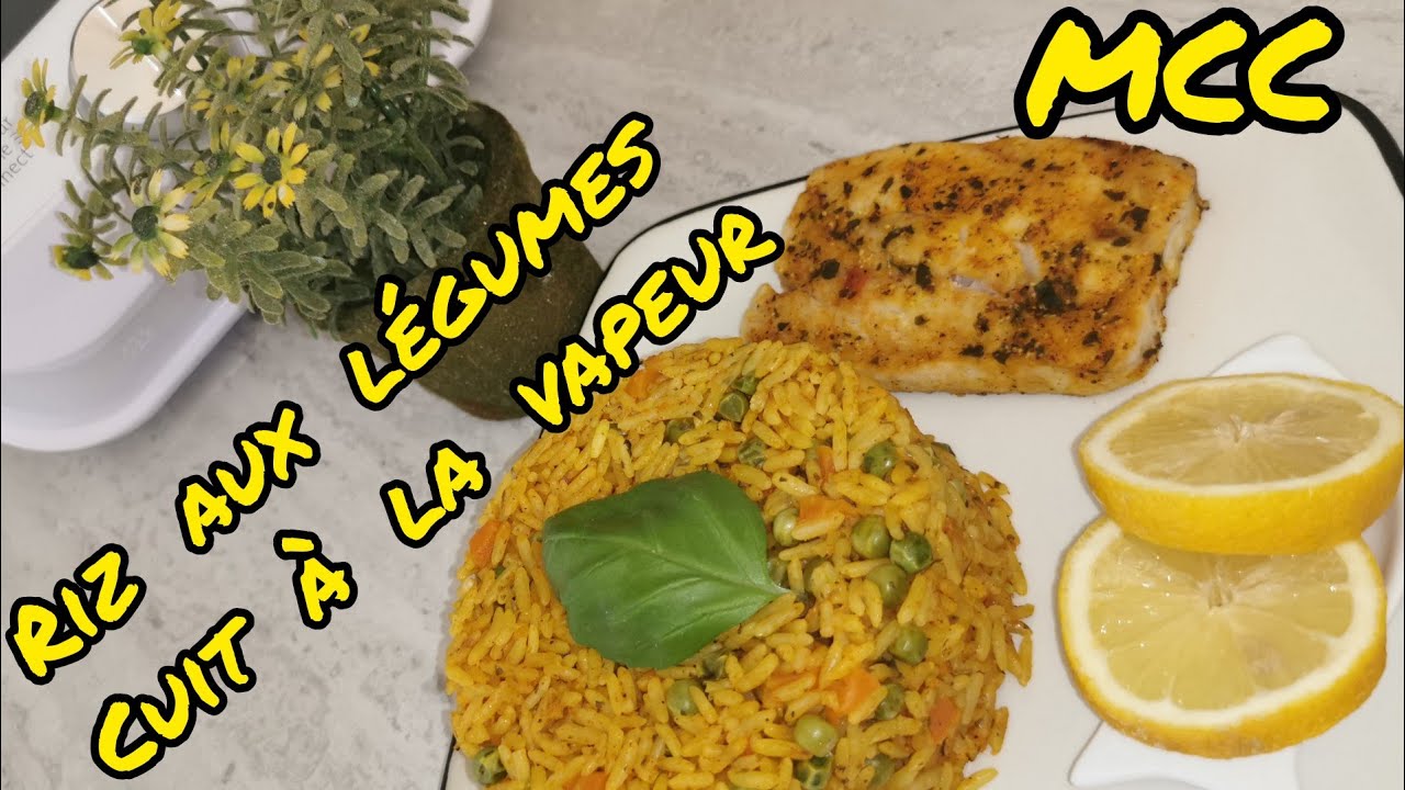 Riz aux légumes cuit à la vapeur(monsieur cuisine connect) طبق الأرز والخضر مع السمك 😋