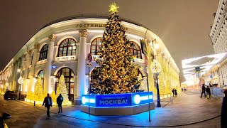 ⁴ᴷ⁵⁰ Walking Moscow: Moscow Center - from GUM, Il'inka & Varvarka St. to Zaryad'ye Park - New Year