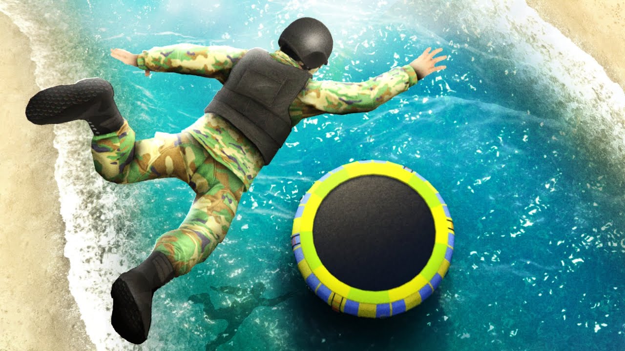 GTA 5 Army Soldier • Water Trampoline Jumps and Fails! (No godmode) YouTube