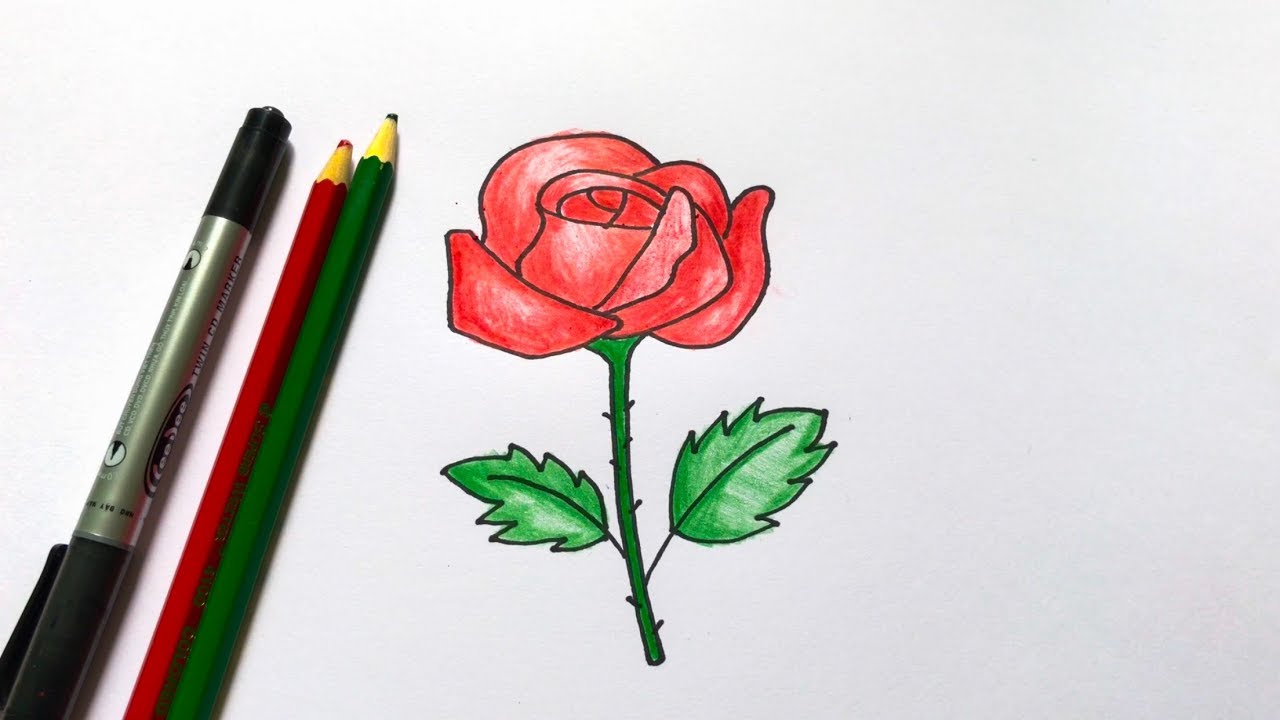 How to draw a Rose very easy . - YouTube