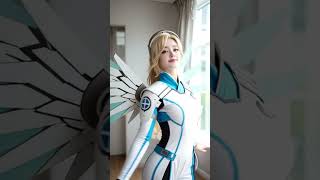 🕊️ "Angelic Mech Suit Mercy Cosplay ✨ Overwatch Wings &amp; Halo" #cosplay #angel #aiart