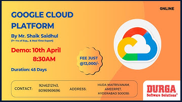 GCP (Google Cloud Platform) Online Training @ DURGASOFT
