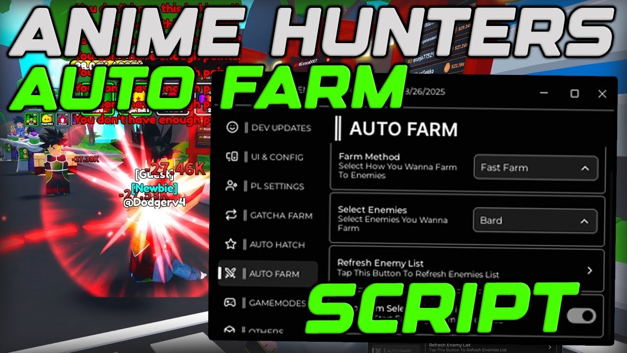 [🔥OP] Anime Hunters Best Script Gui Auto Farm & Max Stats - Roblox 2025