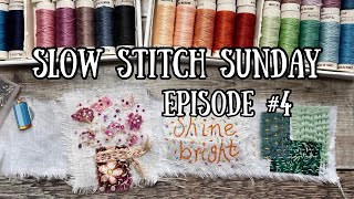 Slow Stitch Sunday (4) - embroider flowers with tiny fabric scraps, French knots and beads