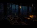 Cozy Cabin With Fireplace During Heavy Rain Calm Sounds For Deep Rest 