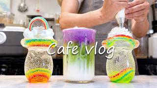 💜Rainbow Drinks That Feel Like Magic!🌈Cafe Vlog/ASMR/카페브이로그/no bgm
