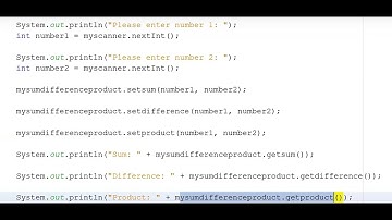 Java - Lesson #20 - sum, difference, product program