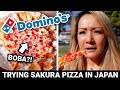 Trying dominos japan sakura boba pizza   life in japan vlog