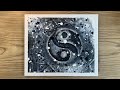 Creating Black Textured Yin &amp; Yang Abstract Painting In Acrylic | Painting Techniques | Art Tutorial