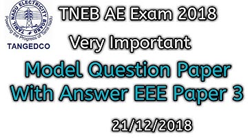 TNEB AE Exam 2018 Model Question Paper With Answer EEE Paper 3