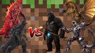 Charged Godzilla and Godzilla vs Kong and mecha Godzilla and ghidorah #minecraft
