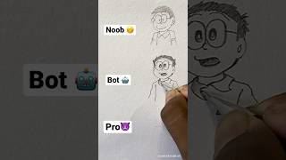 How to draw nobita doraemon noob to pro #shorts #short #drawing #art #cartoon