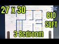 27x30 House Plan Design | Home Layout & Map