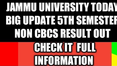jammu university UG 5th Semester Non cbcs result out |Jammu university today big update.