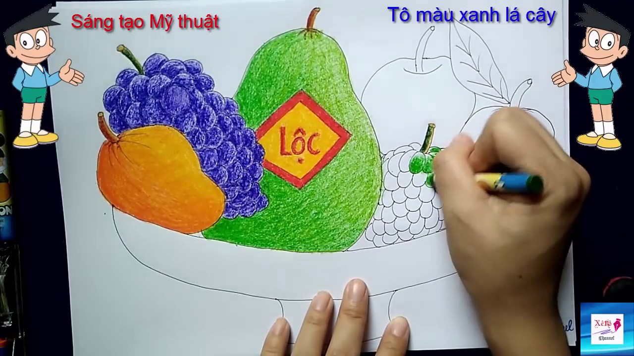 Draw A Tray Of Five Fruits - Coloring Game With Wax - Youtube