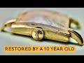 Ten year old kid restores a 75 year old longines with his pops with amazing end result