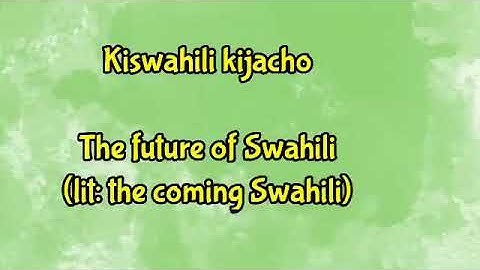 THE FUTURE OF SWAHILI  - COMPREHENSIBLE INPUT