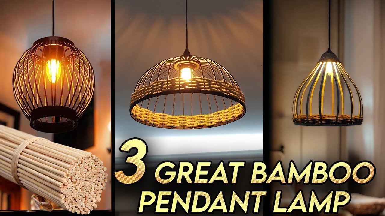 Изготовление люстры из мусорных шпажек - Изготовление бамбукового абажура - Подвесной светильник