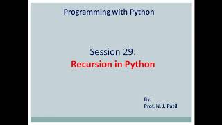 PYTHON session 29 recursion in python || Recursion in Python || Recursion in Python by NJP