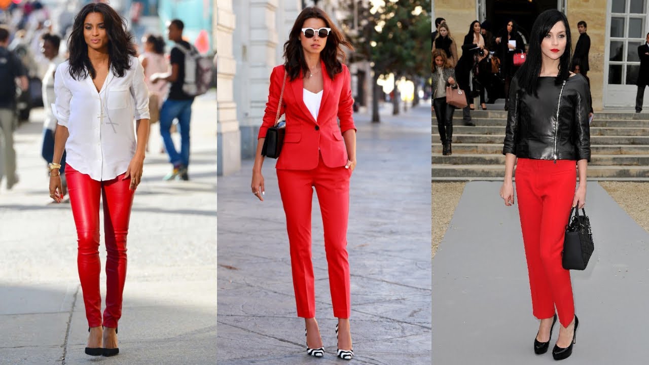 COLORES MODA 2020 combinaciones de ropa con pantalón de color rojo - YouTube