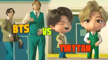 BTS vs TinyTAN (Dynamite) Reality vs Animation