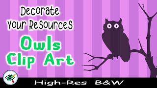 Owl Clipart Black & White | Fall season | Back to School | Halloween | Class Decoration
