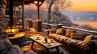 Winter Jazz Music in Cozy Coffee Shop Ambience  Smooth Jazz Background Music with Fireplace Sounds
