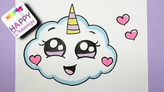 azzi unicorn easy draw cloud emoji drawing