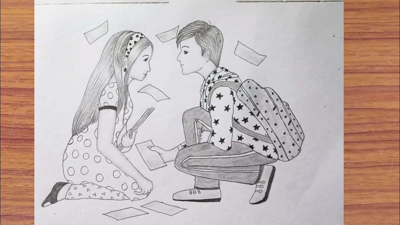 How To Draw A Romantic Couple Step By Step For Beginners, Idea From  Farjana Drawing Academy