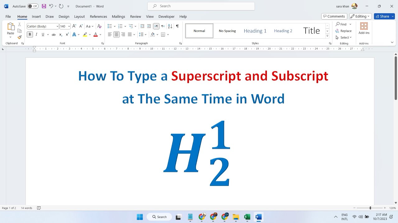 How To Type a Superscript And Subscript At The Same Time In Word - YouTube