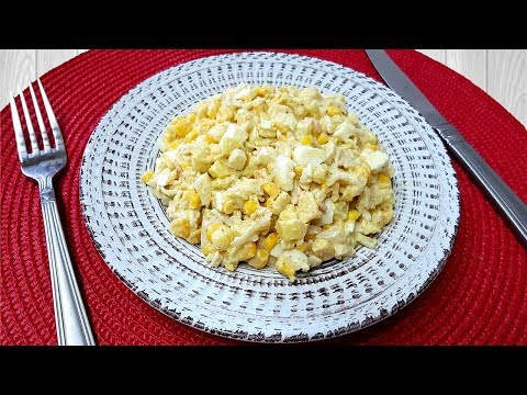 Салат За 5 Минут с Крабовыми Палочками - Быстрый и Вкусный рецепт. РЕЦЕПТ на каждый день