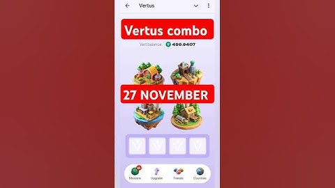 Vertus Combo Cards Today | 27 November Vertus Combo Cards | #airdrop #vertus #code