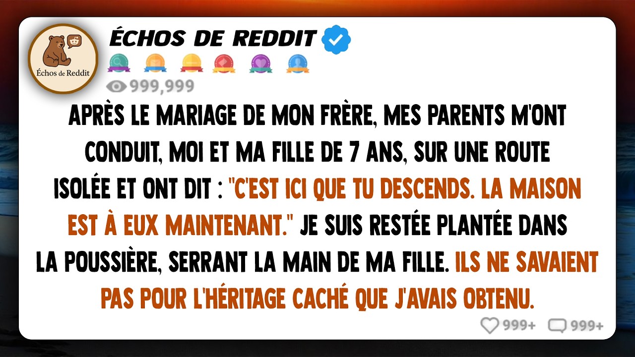 Après le mariage de mon frère, mes parents m'ont emmené en voiture sur une route isolée et m'ont...