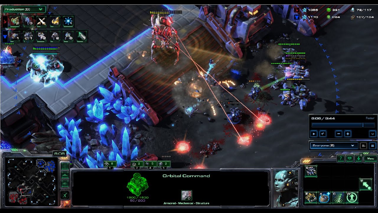 StarCraft II Terran 8-minute All-in vs Protoss Ball