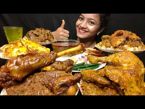 ASMR: EATING SPICY CHICKEN CURRY,MUTTON CURRY,EGG CURRY,FISH CURRY,LIVER CURRY *EATING VIDEOS 😋