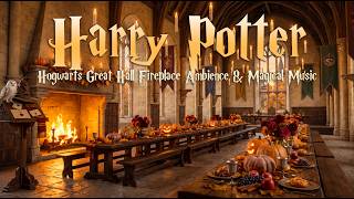 Autumn Halloween Great Hall Ambience at Hogwarts 🎃🕯️ | Grand Feast & Harry Potter Music