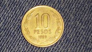 1993 10 PESOS COIN FROM CHILE !!!!!!!!!
