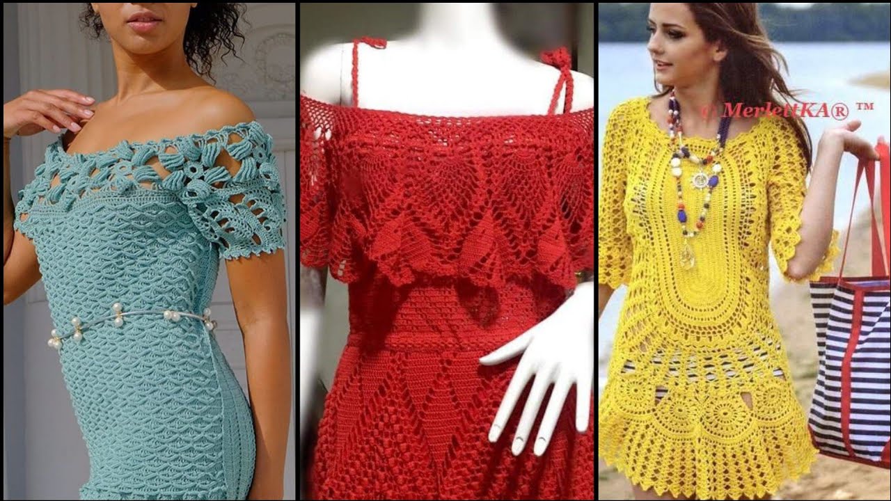Very pretty crochet dresses patterns for stylish girls and womens YouTube