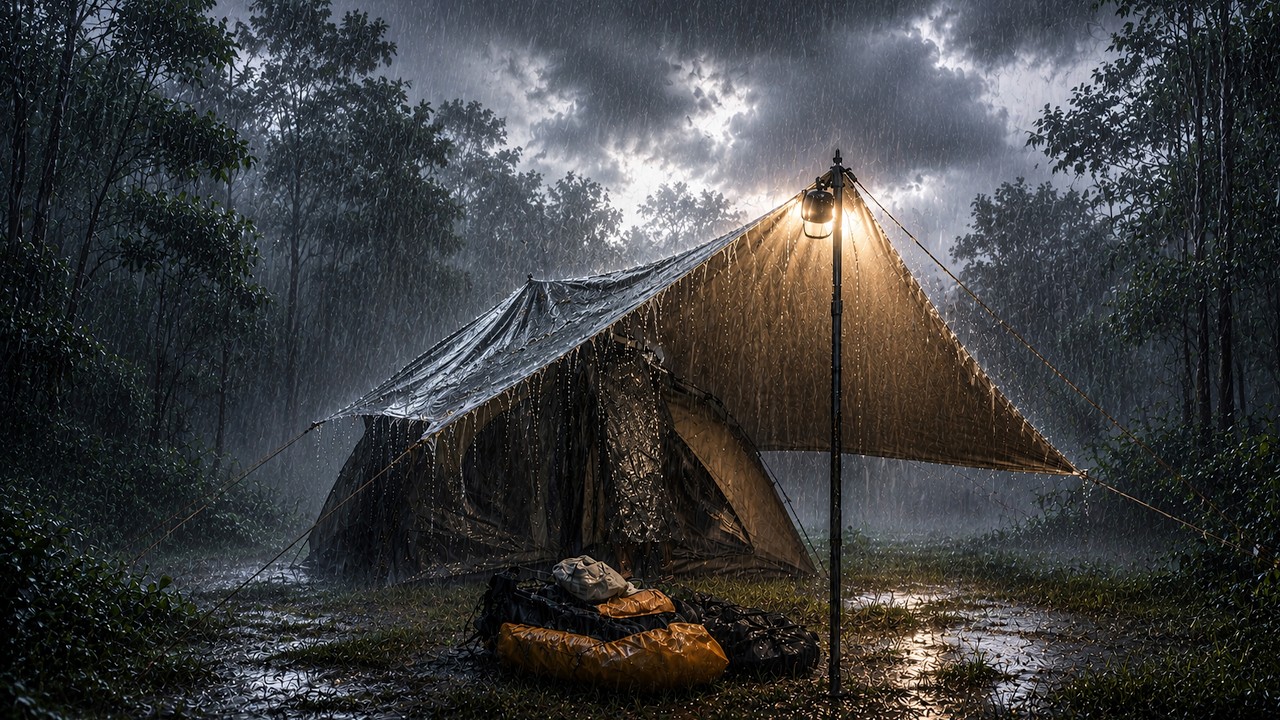 SOLO CAMPING HEAVY RAIN AND THUNDERSTORMS - RELAXING CAMPING IN THE ...