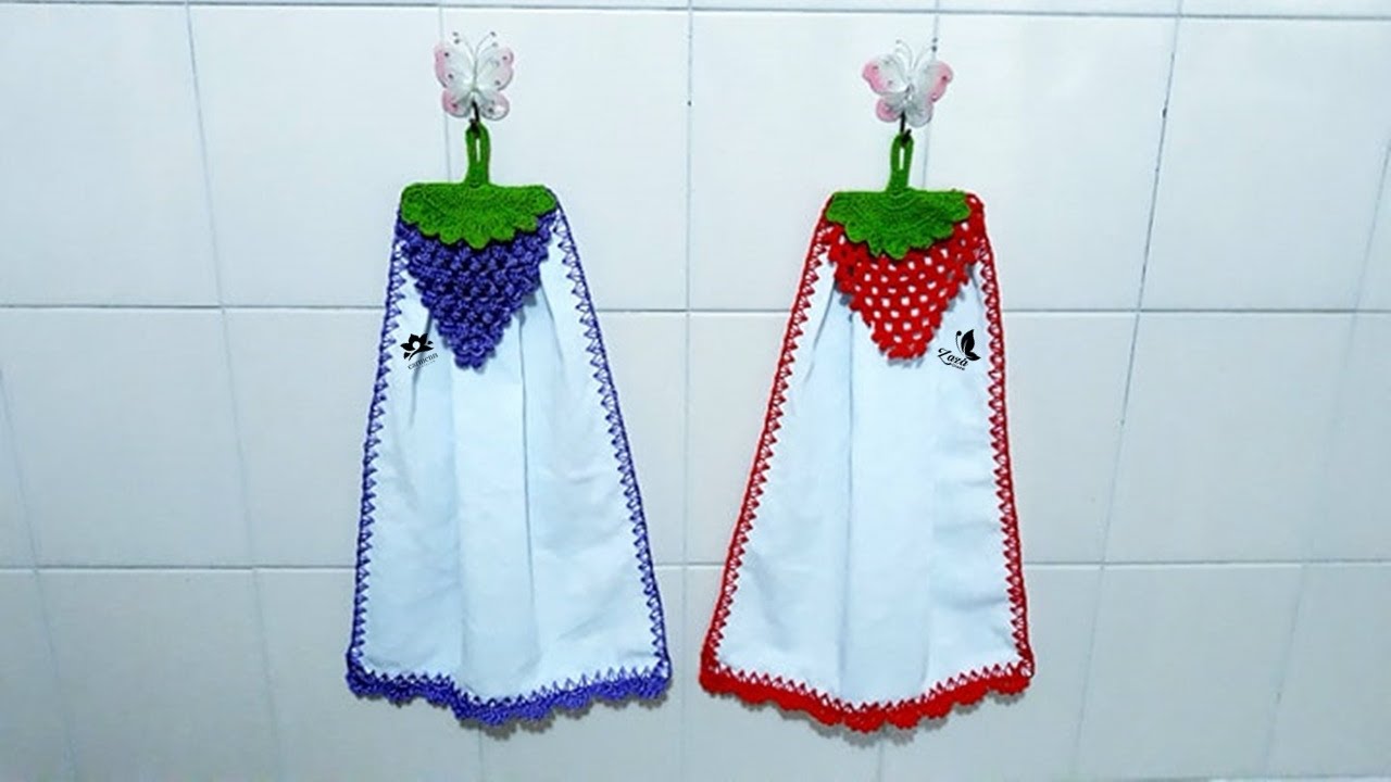 Bate Mão em Crochê Uva e Morango