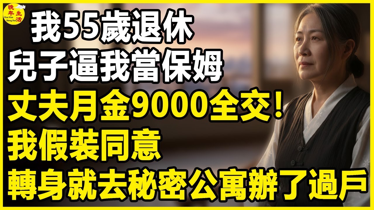 我55歲退休，兒子逼我當保姆，丈夫月金9000全交！我假裝同意，轉身就去秘密公寓辦了過戶。#晚年生活 #中老年生活 #為人處世 #生活經驗 #情感故事 #幸福人生 #上了年紀該明白的事