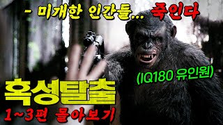 🔥진심 1시간 순삭!!🔥사람 보다 똑똑한 원숭이들이 총까지 들고 인간 사냥을 하면 벌어지는 일!!! [혹성탈출] 1~3편 통합본 몰아보기