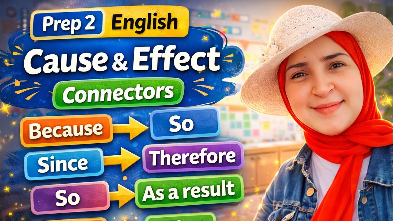 روابط السبب والنتيجة انجليزي تانية إعدادي |Prep 2 - Cause & Effect Connectors (2026)