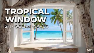 Tropical Beach Window 🏝️🌴 | Ocean Waves & Palm Trees in the Breeze | 2 Hours screenshot 3