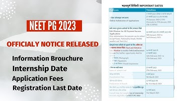 NEET PG 2023 : NBE Release Official Notice /Application Date /Information Brochure/Internship Date