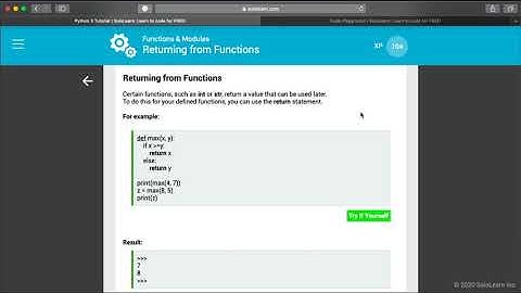 4. Solo Learn - Functions and modules - Digital Student Online School