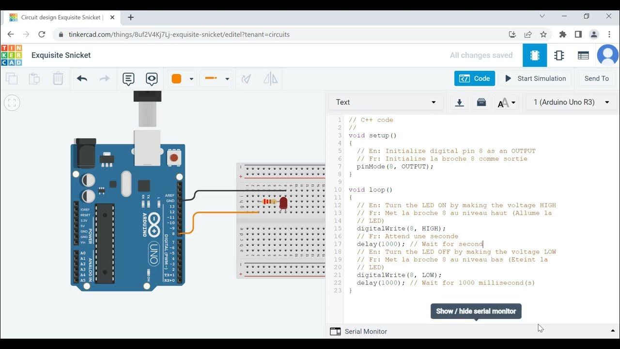How to blink an LED using Arduino in Tinkercad - YouTube