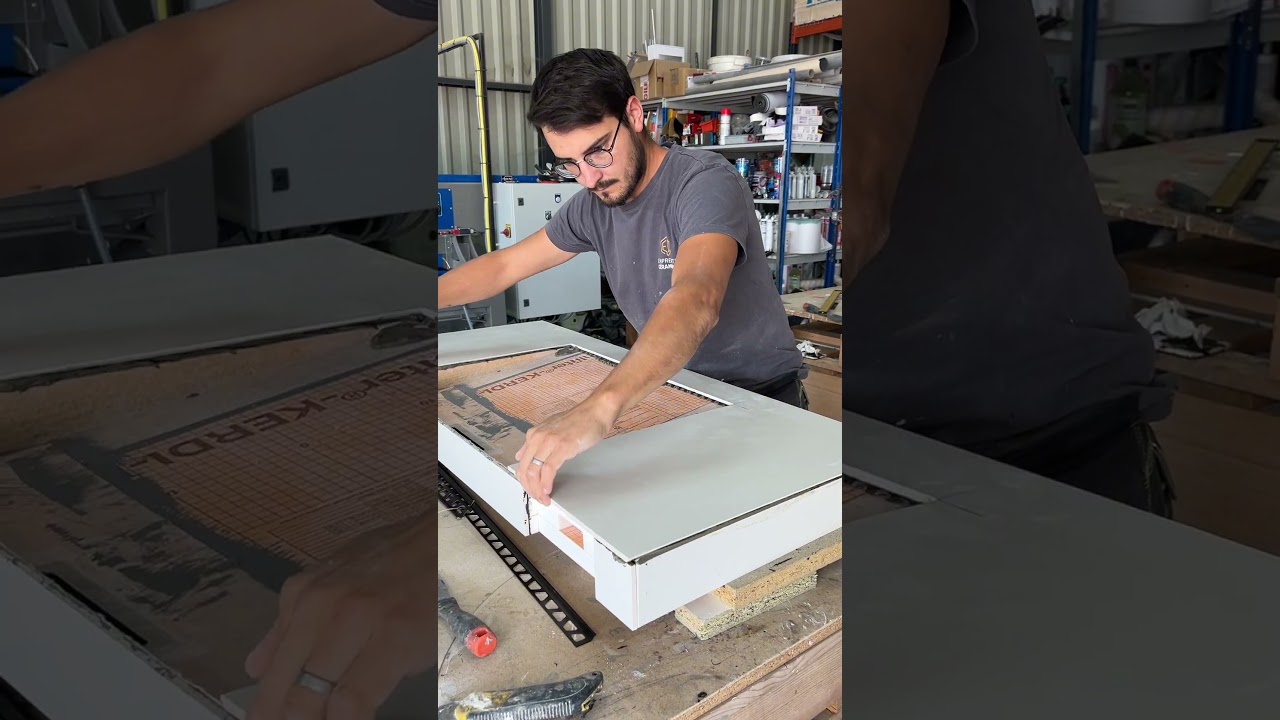 Plan vasque sur-mesure carrelé