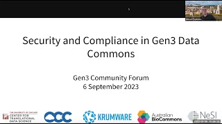 Gen3 Community Forum - Security and Compliance for Gen3 Data Platforms - September 2023