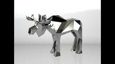 Template for DIY metal sculpture, Pattern of Moose low poly model in DXF and PDF Format Blueprints